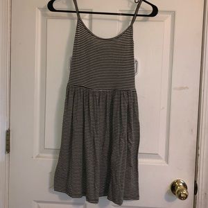 Green Striped Babydoll Skater Flowy Dress